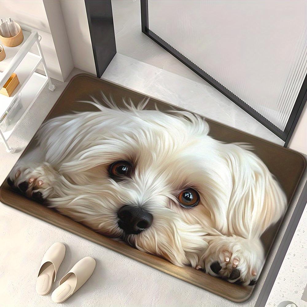 

1 шт. Кухонные коврики против усталости, с принтом мальтийской собаки, водонепроницаемые, нескользящие, толстые, амортизирующие, сверхпрочный комфортный коврик для стояния на кухне 40*60cm