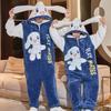 Couples Flannel Dinosaur Onesie Winter Warm Hooded Sleepwear Men Women