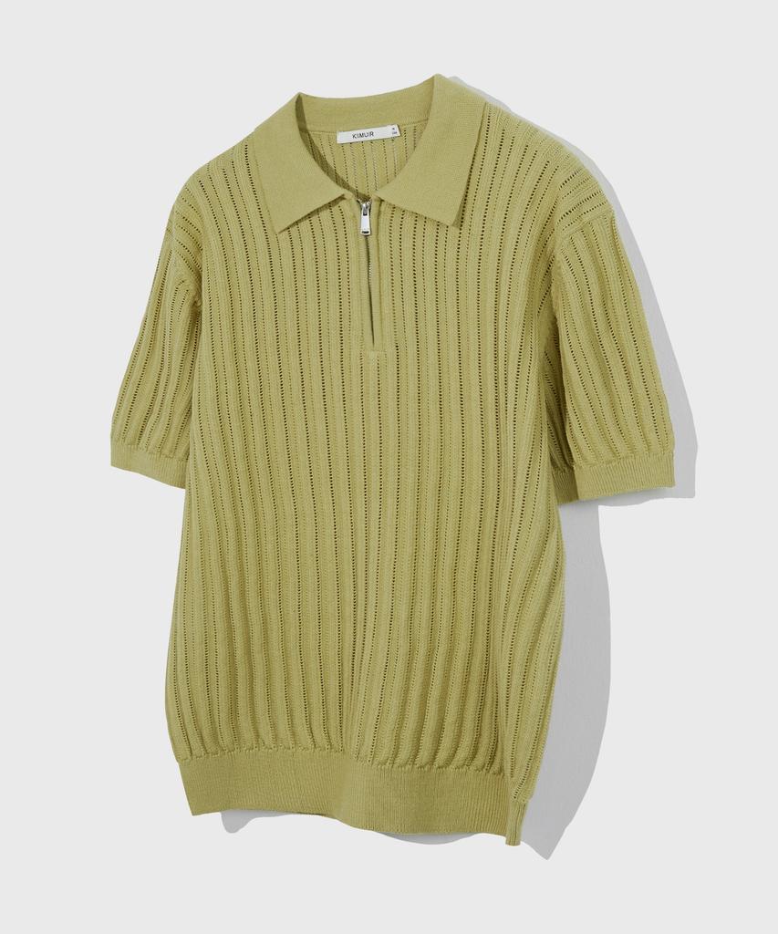 KIIMUIR Half-Zip Short-Sleeve Knit_Olive Khaki