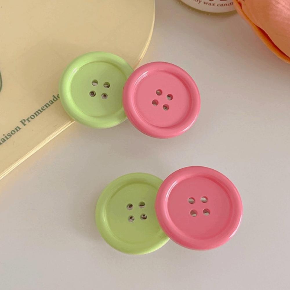 2pcs Oval Design Button Shape Hairpins Sweet Cute Barrettes Candy Color Hair Clip Daily Wear
