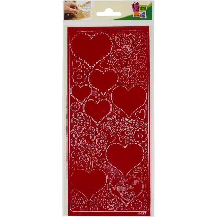 Sticker - PEEL OFF'S HEARTS FLOWERS RED - 105x232 - Color Red - Color White