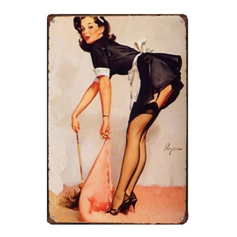 Sexy Girls Europe Beauties Poster Metal Iron Sign Art Paintings Bar Pub Garage Home Decoration Retro Tin Sign Craft Plate Plaque