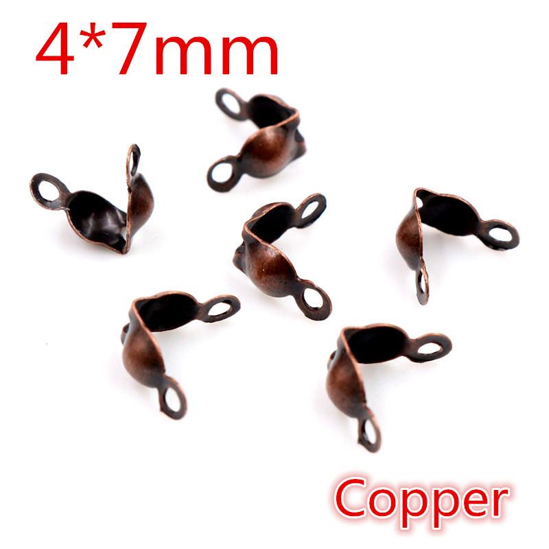 200pcs Connector Clasp Fitting 4*7mm Ball Chain Calotte End Crimps Beads Connector Components For DIY Jewelry Making Supplies