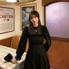 Autumn Gothic Black Lace Dress Women Casual Elegant Party Midi Ruffle Long Sleeve Dress Emo Y2k Goth Clothes