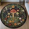 Round Black Carpet Dreamy Colored Mushroom Pattern Rug Living Room Bedroom Anti Slip Dirt Resistant Floor Mat Home Decoration