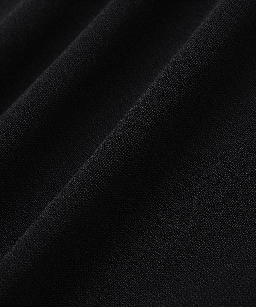KNITTED Shellon Cooling Single Crop Henley Neck Knit Black