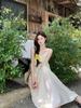 Spring 2026 French Holiday 3D Floral Tiered Camisole Dress for Women