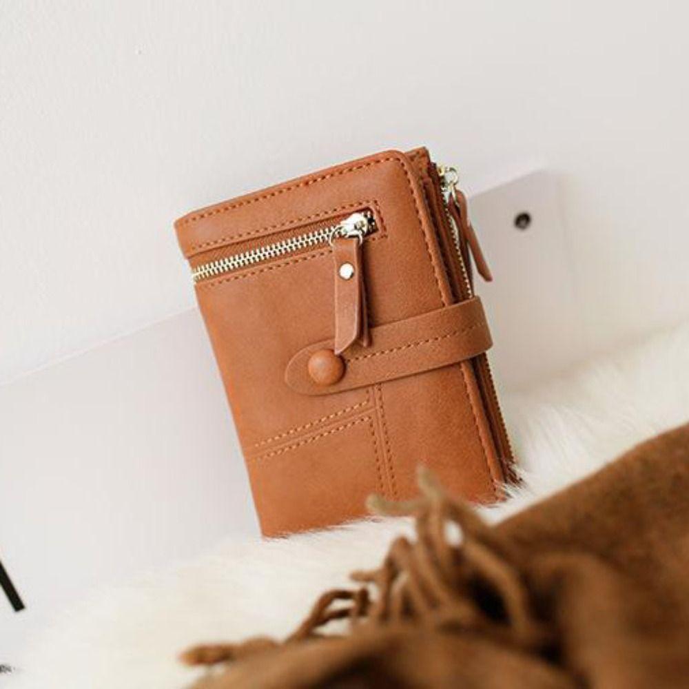 Multi-card Slot Women Card Bag Folding PU Leather Coin Purse Simple Short Women Wallets  Girl