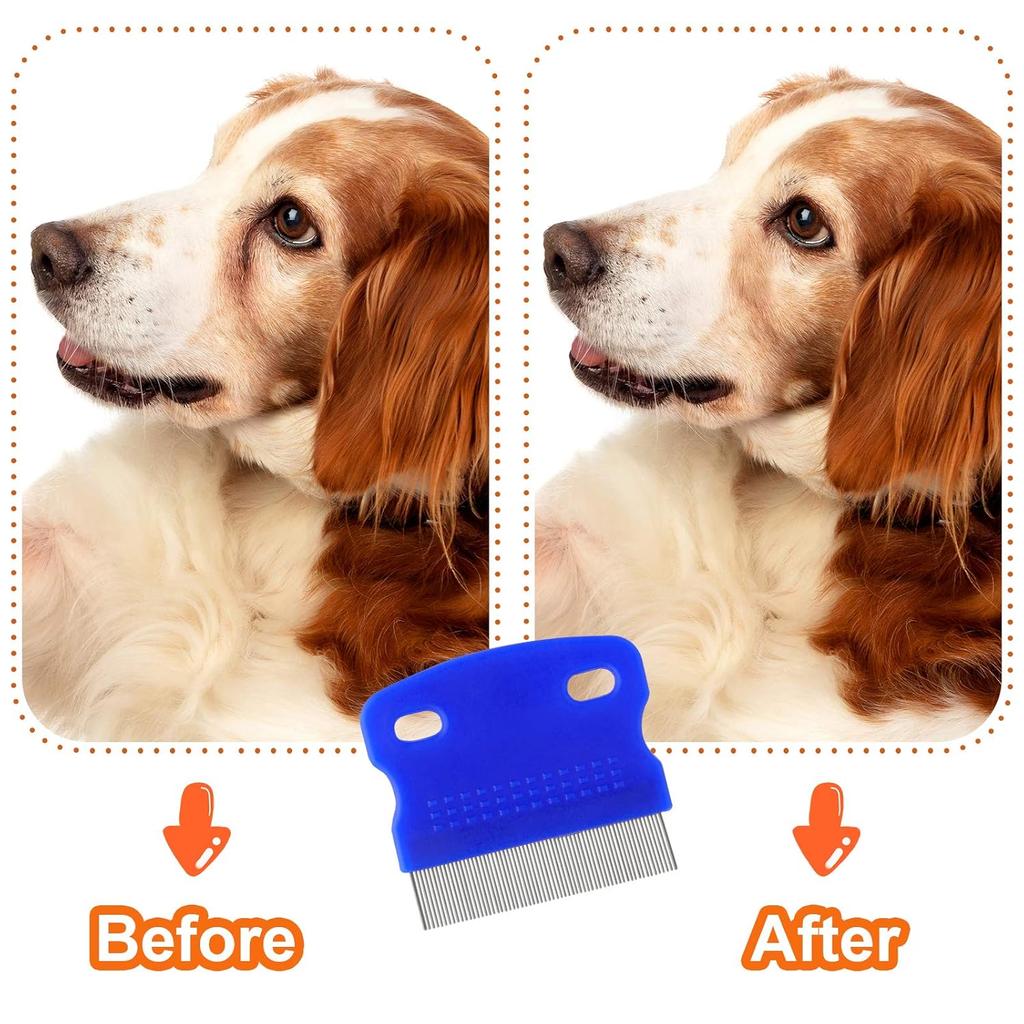 Pets Grooming Comb Kit for Small Dogs Puppies Cat for Tear Stain Remover, 2-in-1 with Round Teeth To Remove Knots Crust Mucus