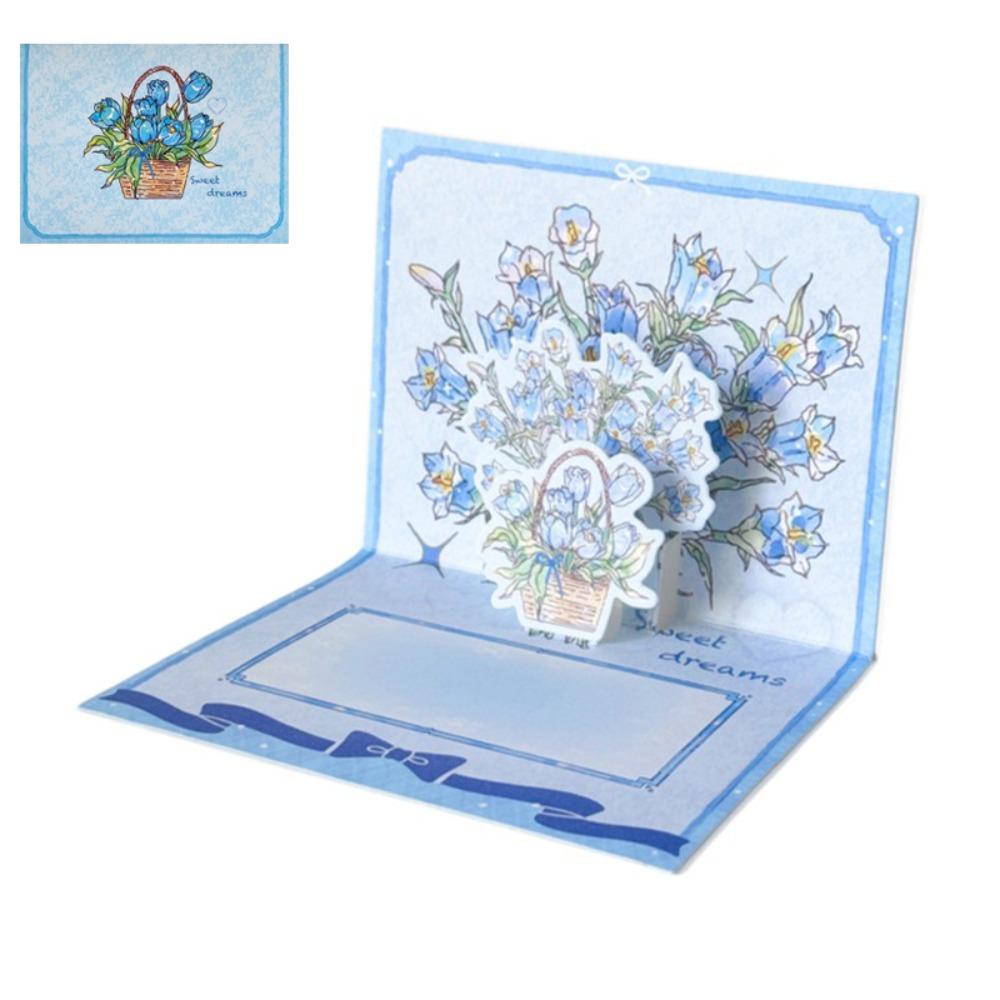 Creative 3D Greeting Card Pop Up Love Rose Thank You Cards with Envelope Blessing Card Wife Girlfriend Gift