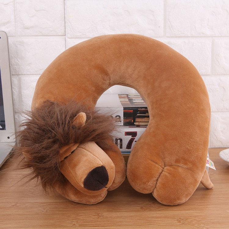 

Cartoon Animal U Shaped Neck Pillow For Travel Sleep Rest With Pp Cotton Filling Dark Lion