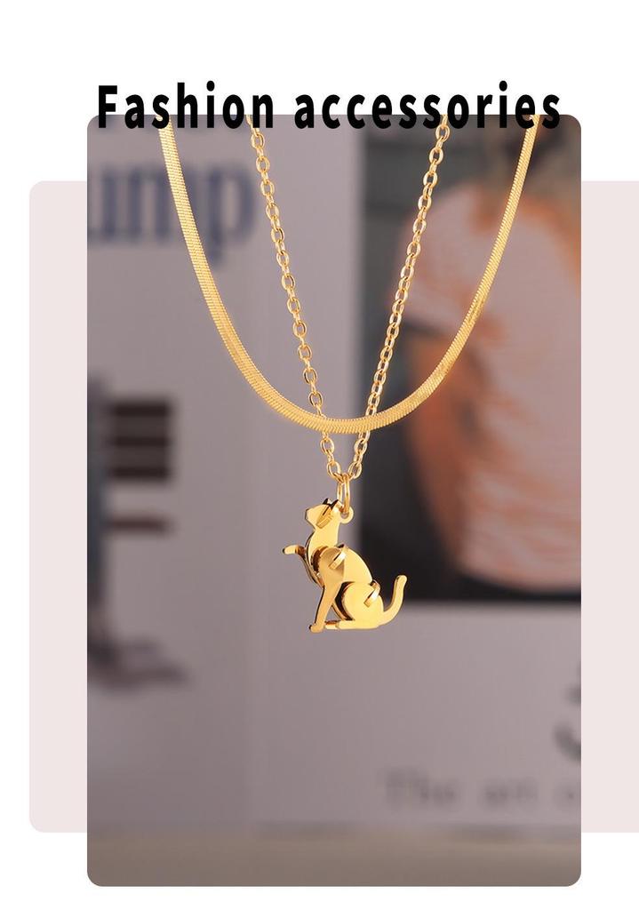 18k Gold-Plated European Style Animal Pendant Necklace – Titanium Steel, Versatile, Fashion Jewelry for Women.