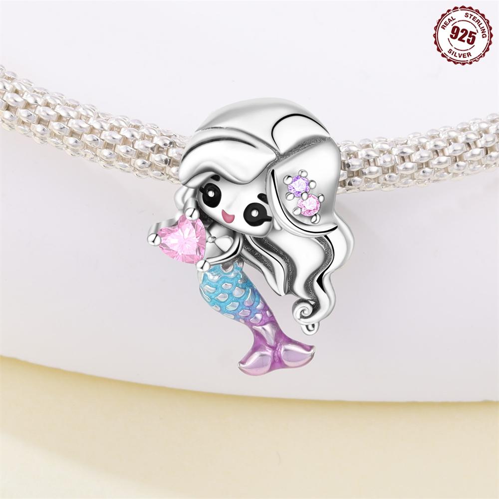 Little Mermaid Beads Charm Fit Copper Plated Original Bracelet For Jewelry Making
