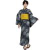 RAVIR Yukata Black with White Sparkler Fluffy Obi and Geta Sandals Set One Size Fits All Women's 3-Piece Set Pattern, Belt, (Hanao Geta) (Navy) -