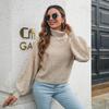 Chic Women Colorful Blend Autumn Loose Turtleneck Balloon Sleeve Winter Sweater Sizes S to L