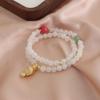 National Style Buddha Accessories Versatile White Crystal Bracelet Double Ring Stacked Bracelet Fashion National Trend Fresh and Sweet