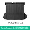 For Volkswagen VW ID4 CROZZ 2021-2023 Car Trunk Mat TPE 3D Rear Seat Backrest Anti Dirty Mat Trunk Carpet Cargo Liner Floor Mats