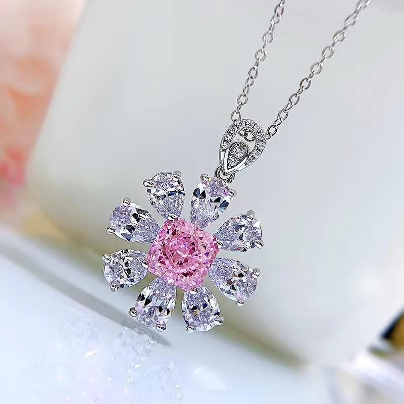 New S925 Flower 4 Carat Necklace Women's Jewelry Factory Direct Sales