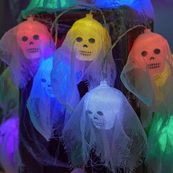 Halloween Skull String Lights Multicolor Skull Shaped LED Lights Waterproof Decorative String Lights for Festivals Anniversary Makeup Parties