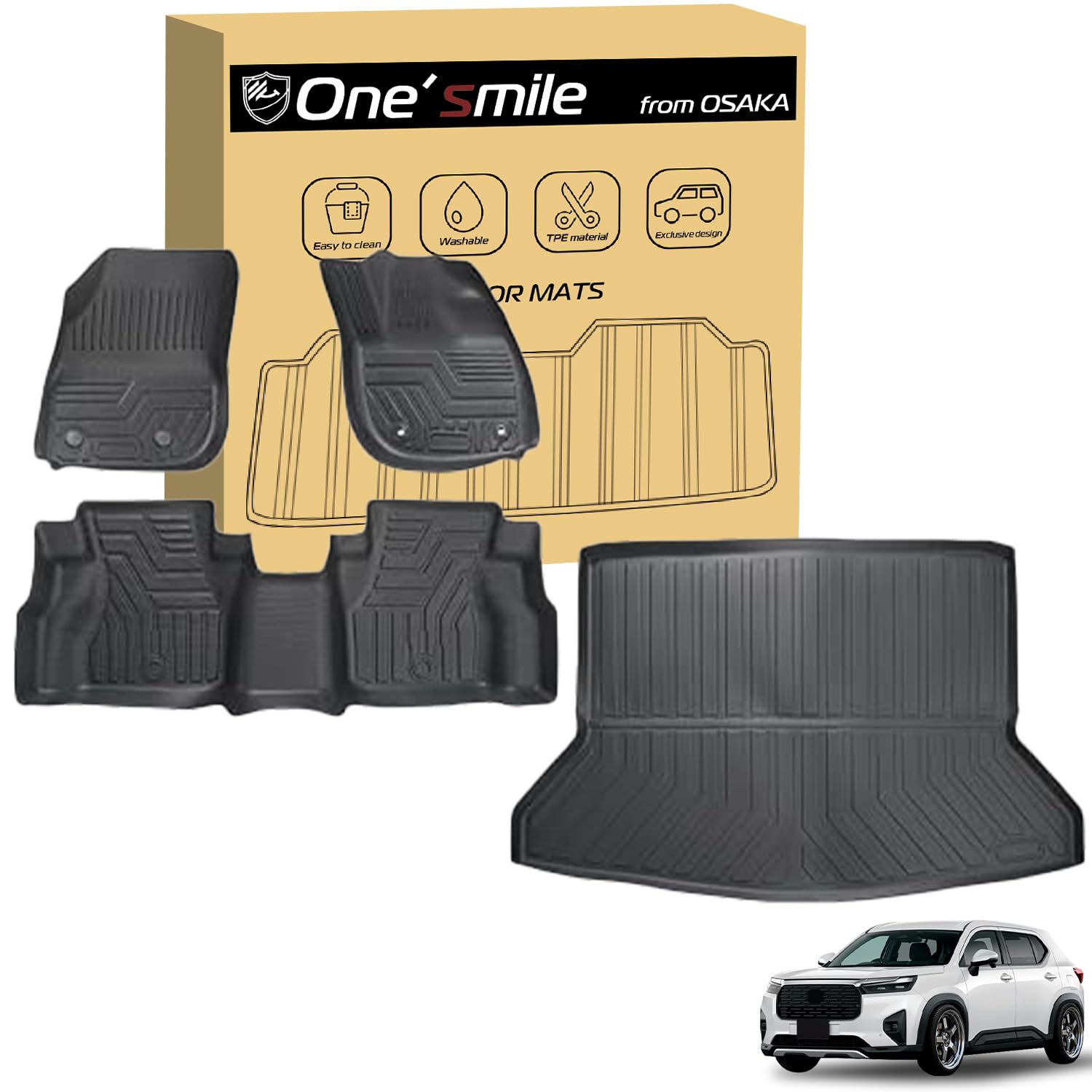 

Совместимые с Новыми Ковриками для Пола WRV и Ковриком для Багажника 3D Водонепроницаемые Коврики для Пола с Пятностойкой Внутренней Отделкой DG5 для и 2024 [Улыбка K-One s] Комплект WR-V,