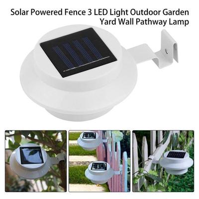 3 LED Luz de calha para cerca movida a energia solar Lâmpada para caminho de parede de jardim ao ar livre Painel solar Cerca de caminho