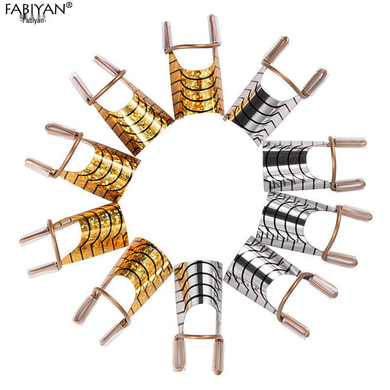 Fabi Yan 5-Piece Nail Extension Forms: Crystal Gel & Metal Aluminum Finger Sleeves.