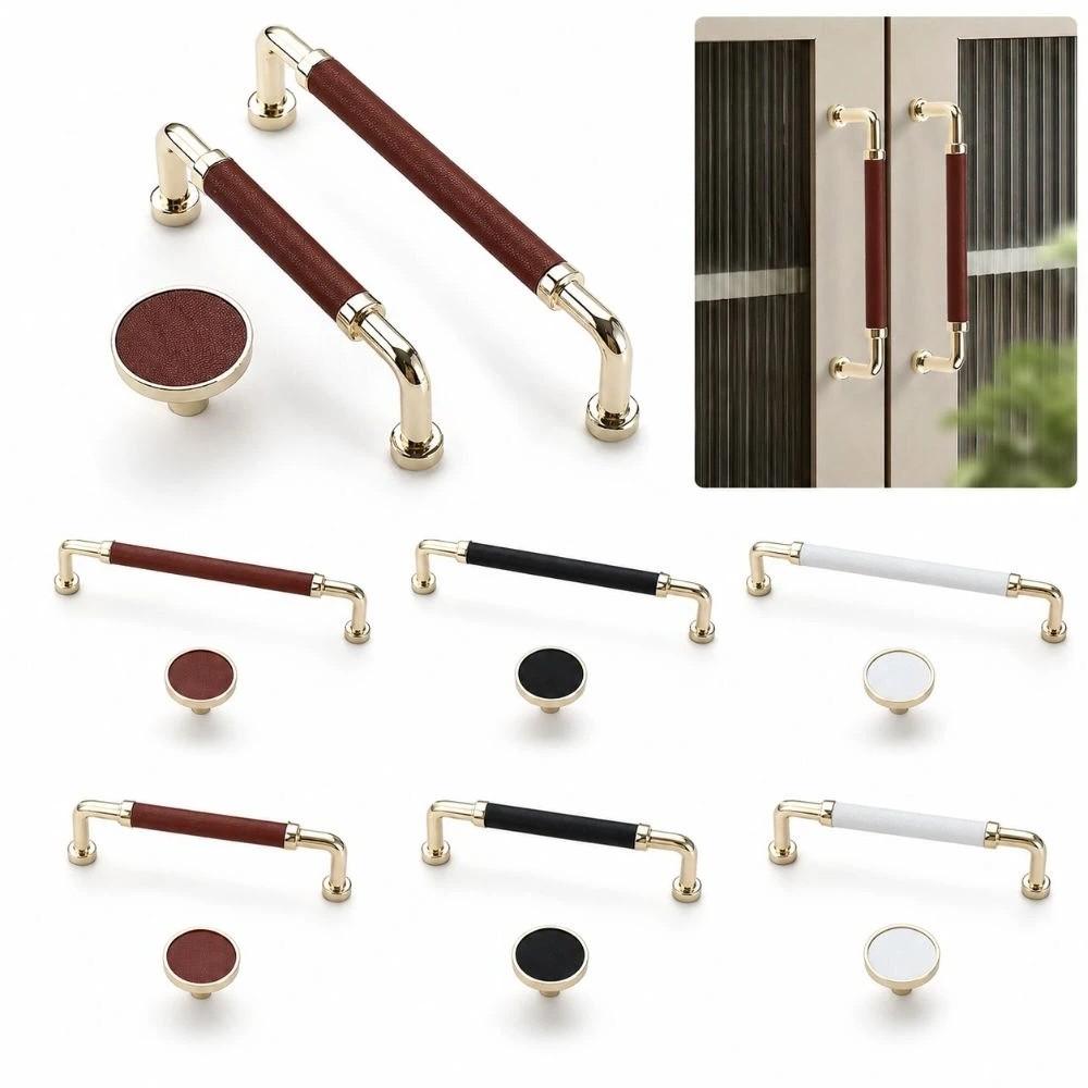 Handmade Wardrobe Door Handles Nordic Cabinet Drawer Knobs Leather Hardware Handle Multipurpose