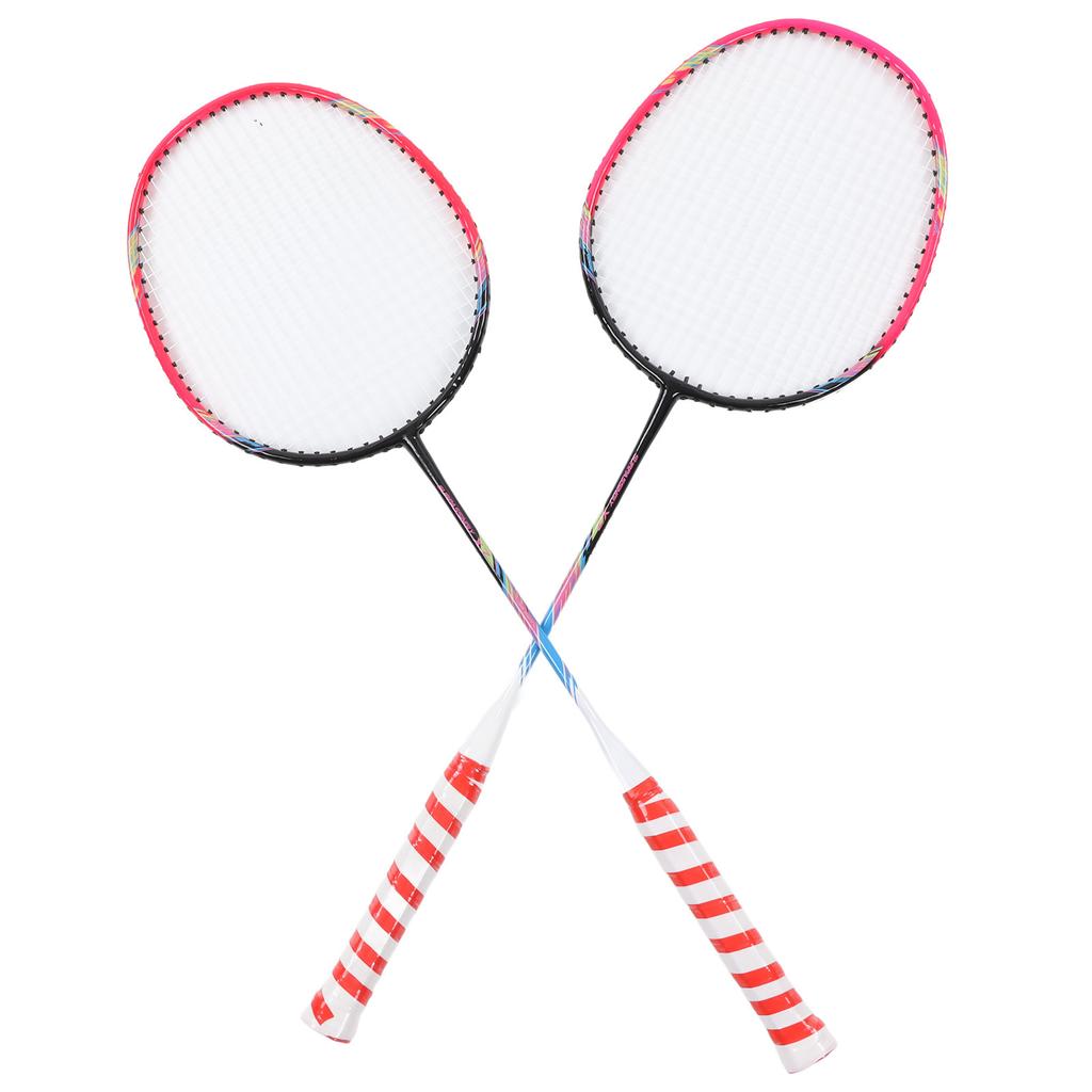 2 Stück Badmintonschläger Rosa Legierungsrahmen Großer Sweetspot Einteiliges Design Doppel-Badmintonschläger mit Aufbewahrungstasche