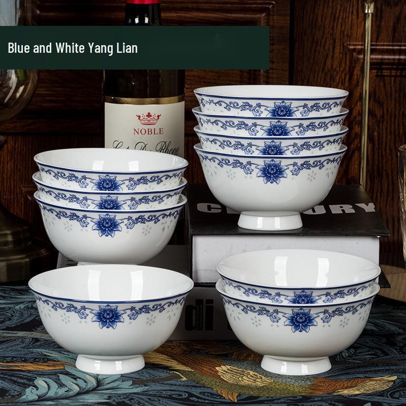 Jingdezhen Blue and White Underglaze Ceramic Bowl Set