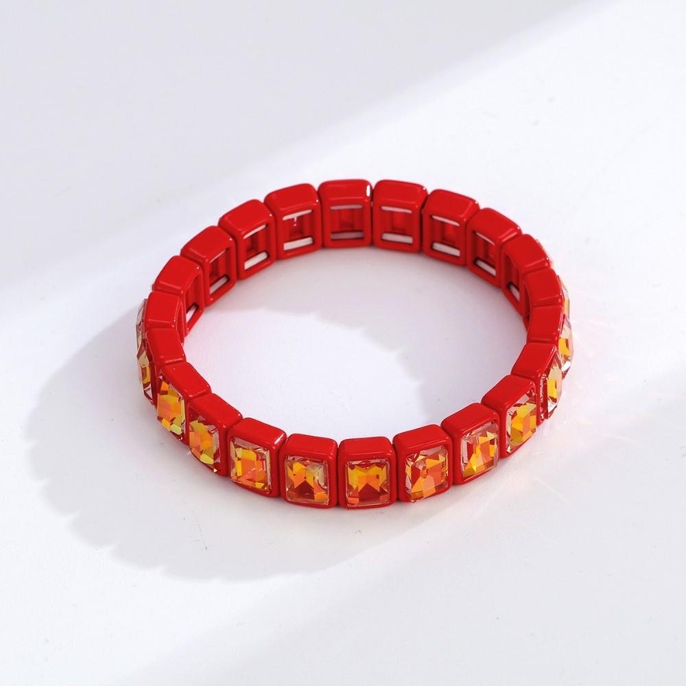 Elastic Zirconia Enamel Bangle Colorful Macaron-colored Bracelet Women Rainbow Beaded Bracelets