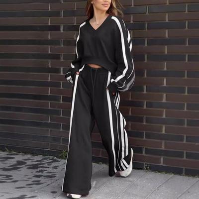 Γυναικείο Casual Σετ Μακρυμάνικης Μπλούζας & Παντελονιού - Άνοιξη/Φθινόπωρο 2024 Ευρωπαϊκού & Αμερικανικού Στυλ Σετ Δύο Τεμαχίων