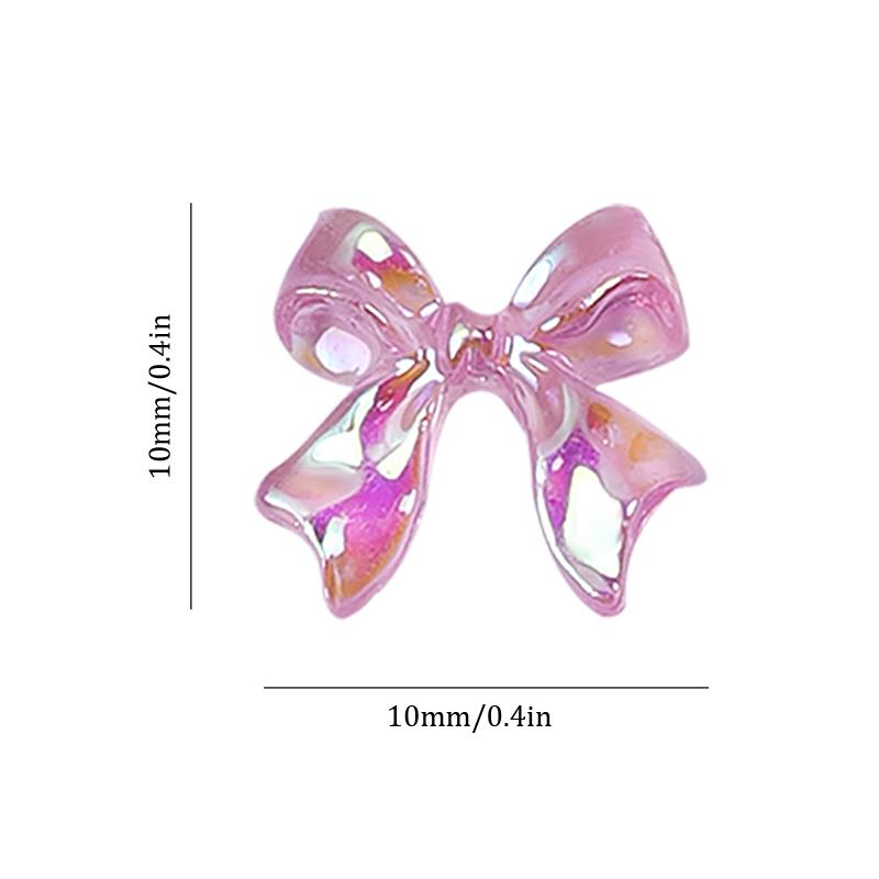 50 Stück Auroras Schleife 3D Nail Art Dekoration Harz Nagelanhänger Jelly Farbe Glitzer Nagelband Schleifen Schmetterling DIY Maniküre Salon