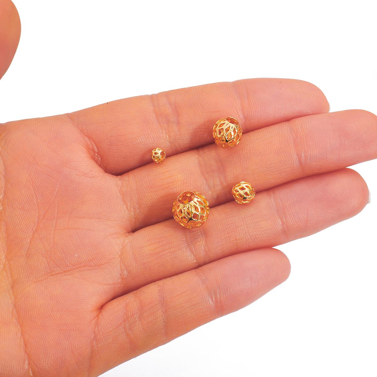 6 Pz Perline Bali In Argento Sterling Placcato Per Creazione Gioielli