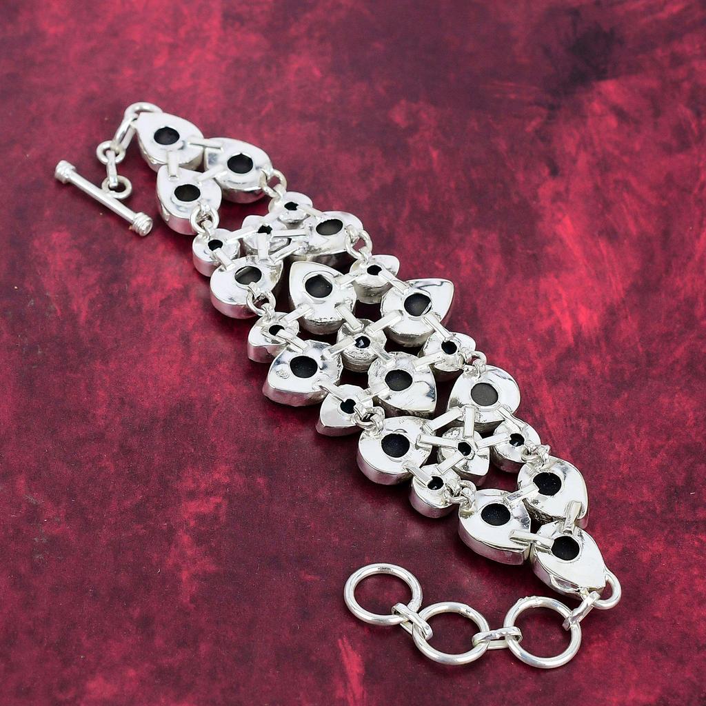 Blue Sunstone, Blue Topaz Bracelet, 925 Solid Sterling Silver Gemstone Jewelry, Handmade Bracelet For Mother Day