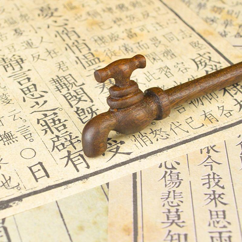 1Pc Faucet Hairpin New Chinese Style Water Droplet Shape Ancient Headwear Wood Hairpin Fun Headwear Disk Hair Artifact