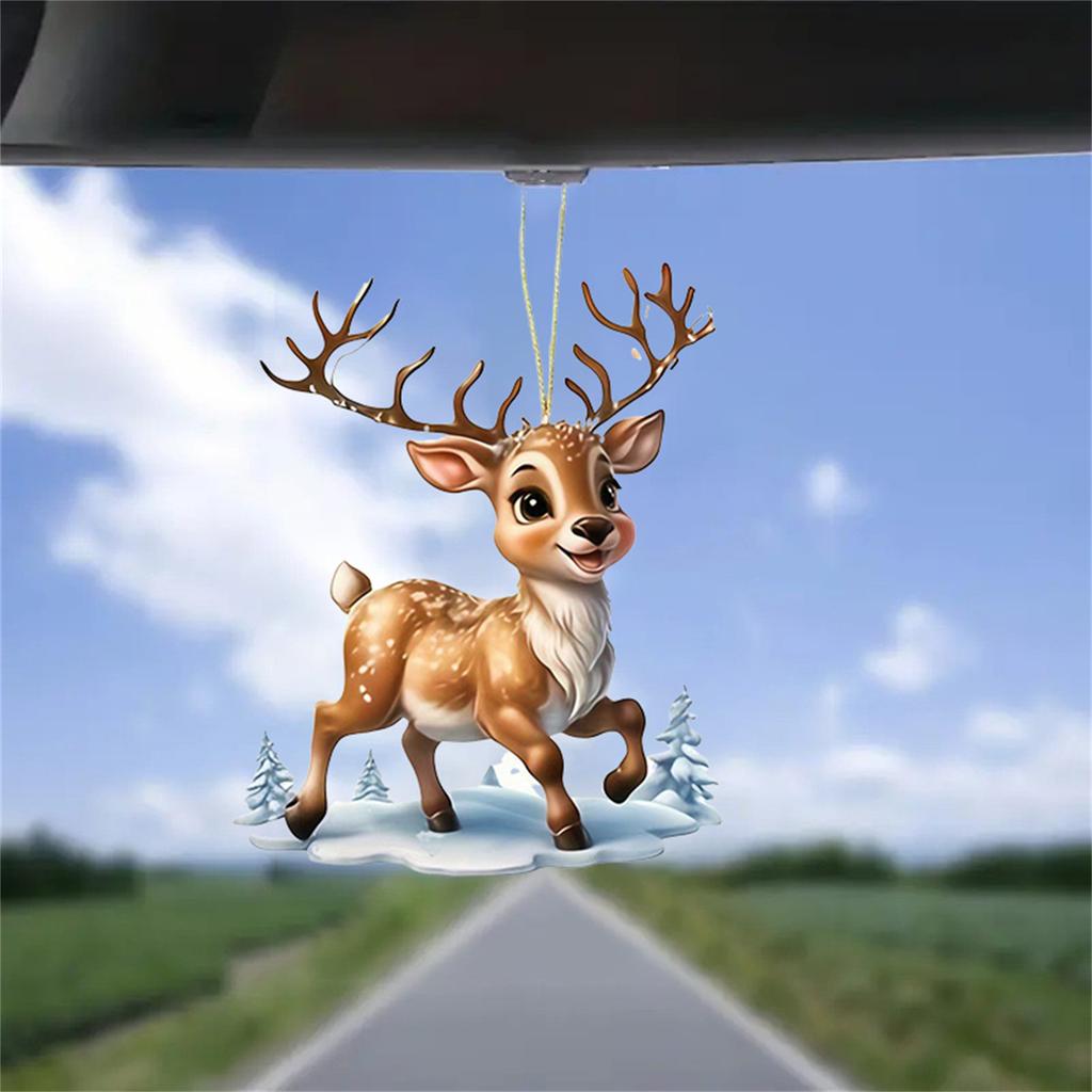 2D Flat Christmas Tree Acrylic Ornament with Hanging Rope Holiday Gift for Car Rearview Mirror Home Decor Hanging Pendant