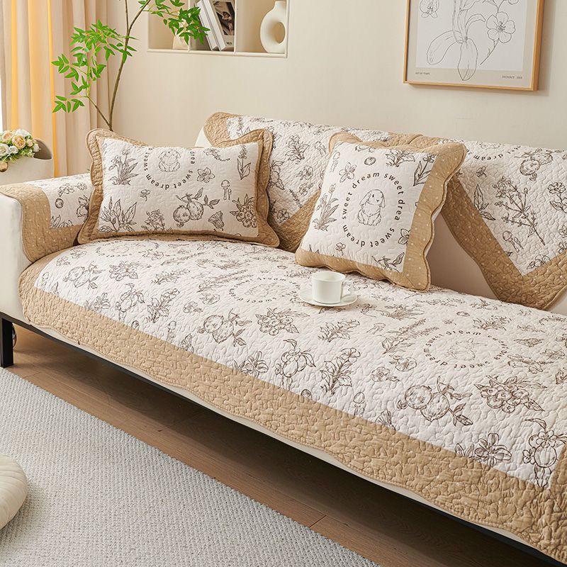 Hot Selling All-season Universal Anti Slip Sofa Mat New Rural Style Cushion Sofa Cover Small Floral Han Style Backrest Towel