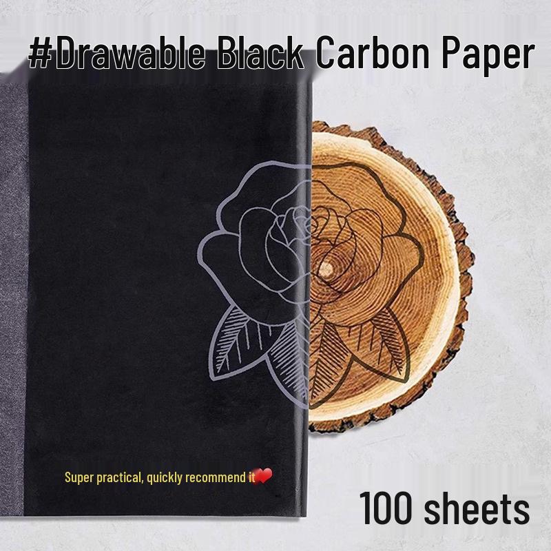 Large Single-Sided Black Carbon Graphite Paper for Non-Stick Handwriting & Cross-Stitch Tracing.