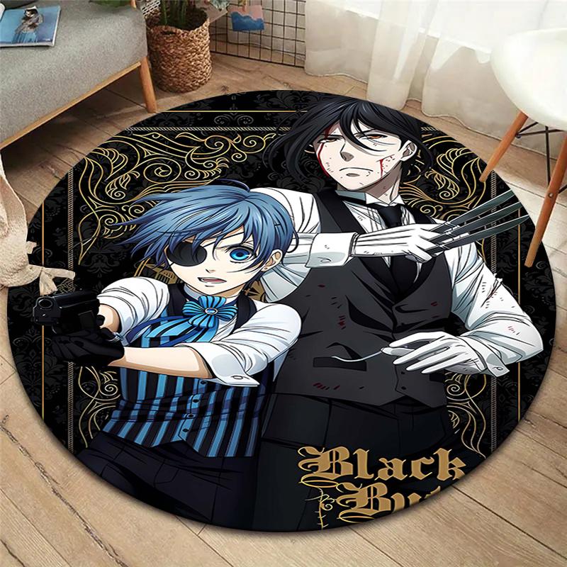 Black Butler Round Area Rug,Carpet Rug for Living Room Bedroom Sofa Playroom Decor,Non-slip Floor Mat