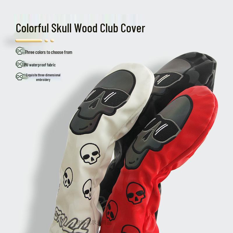 Waterproof Embroidered Skull Golf Club Head Cover - 3 Colors