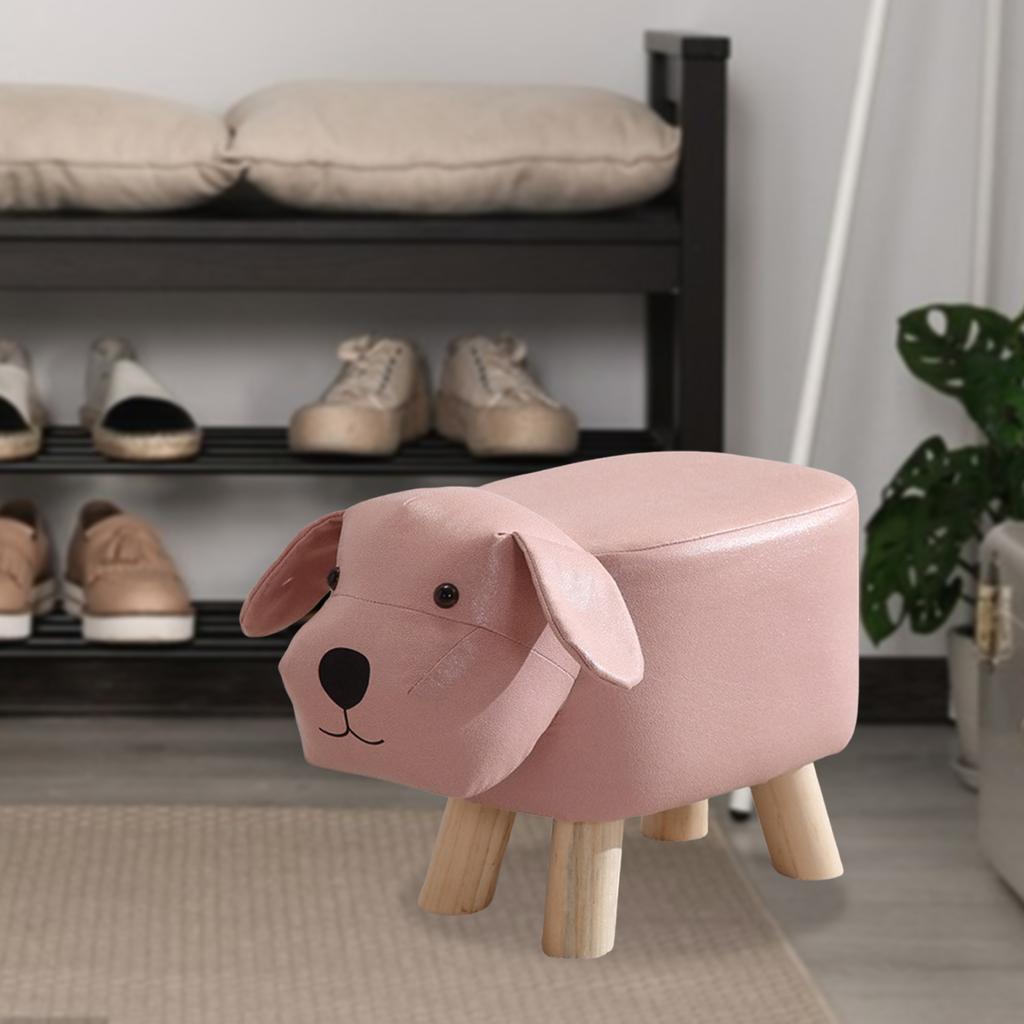 Kreslená zvířecí podnožka Roztomilá čalouněná otomanka se sedákem z masivního dřeva Nábytek pro děti Učební stolička Lavice Domácí dekorativní