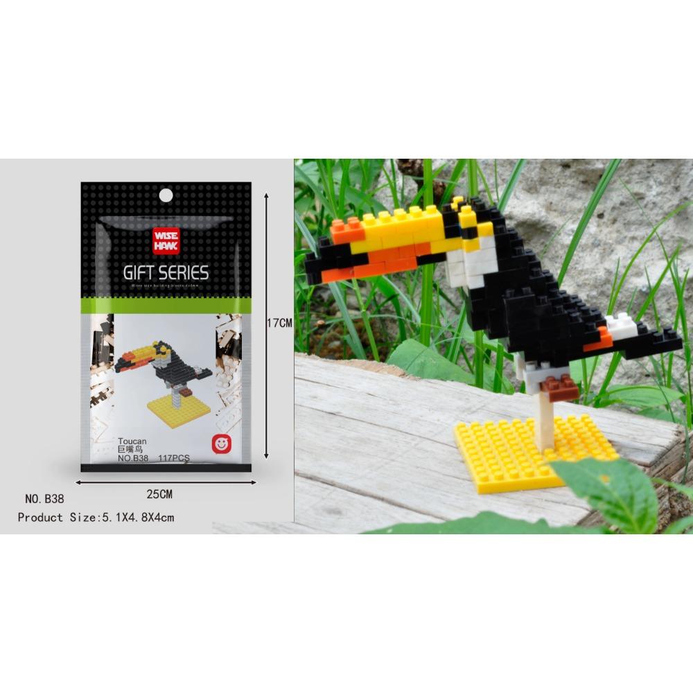 Kids Toy Mini Building Blocks Micro Bricks Eagle Moose Dog Cat Bird Animals 3D Model Bag Gifts Educational Toys For Children