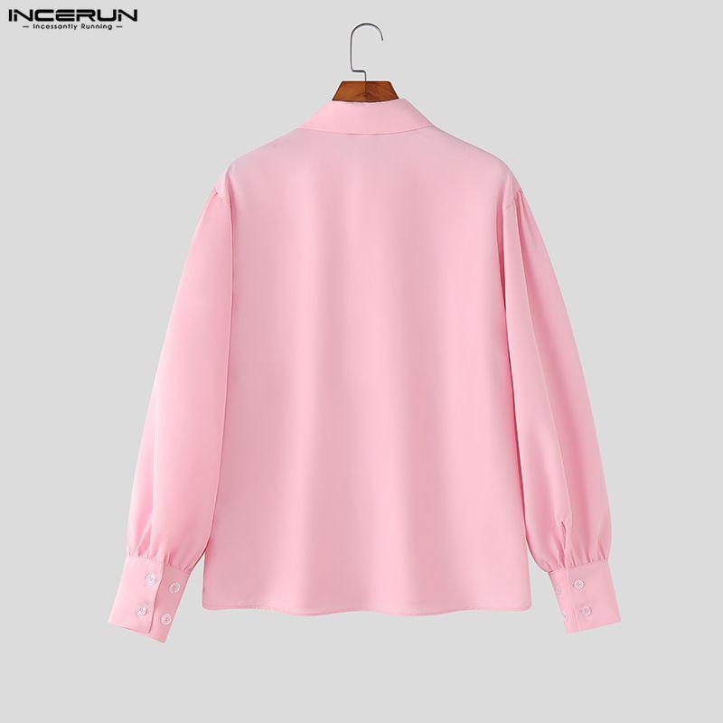 INCERUN Men Lapel Neck Long Sleeve Tie Up Buttons Up Floral Print Casual Shirts