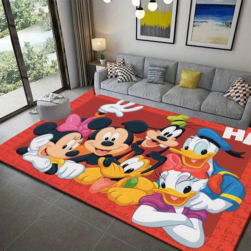 1pc Mickey and Minnie_ Area Rug, Non-Slip Floor Mat, Cartoon Character Design, Soft Velvet, Room Decor, Washable Indoor Carpet