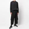 Y-3 Layered Stitching Design Solid Color Nine-Point Casual Pants Men Bottoms Black HB3463