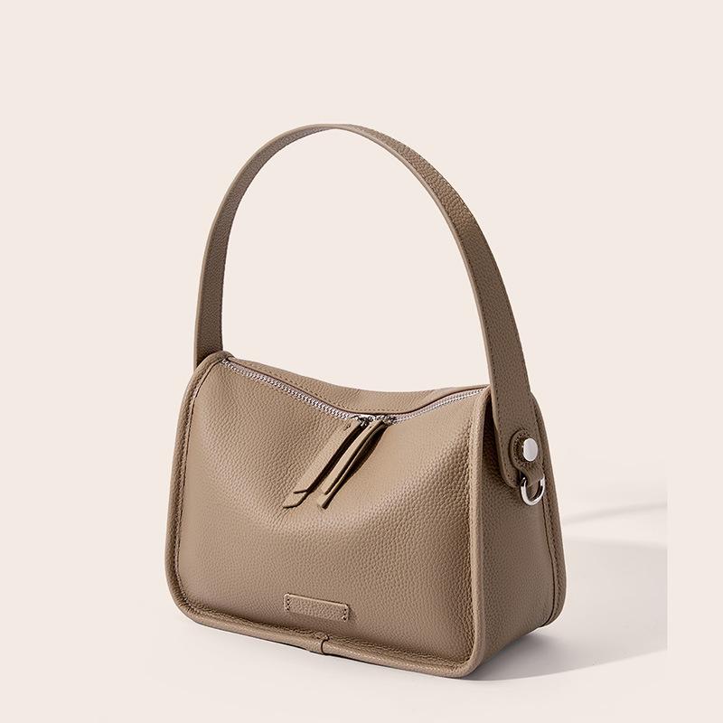 Pillow Bag Large Capacity Genuine Leather Simple Shoulder Bag New Top Layer Cowhide Bag Soft Leather Underarm Bag Wide Shoulder Strap Crossbody