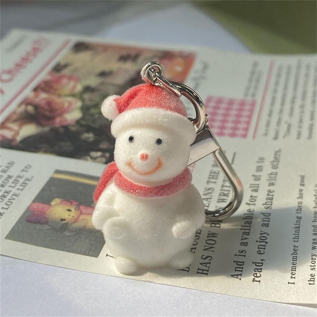 Cartoon Christmas Series Plush Velvets Figurine Keychain Cartoon Key Holder Alloy Texture Suitable for Festival Cheer