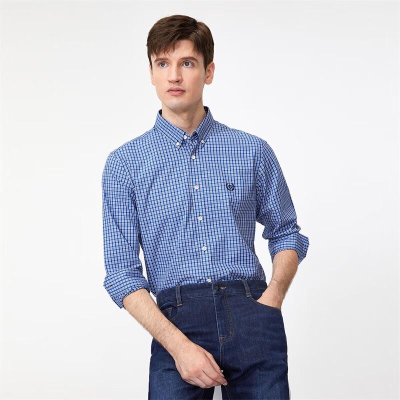 Goldlion Men's Plaid Long Sleeve 100% Cotton Shirt