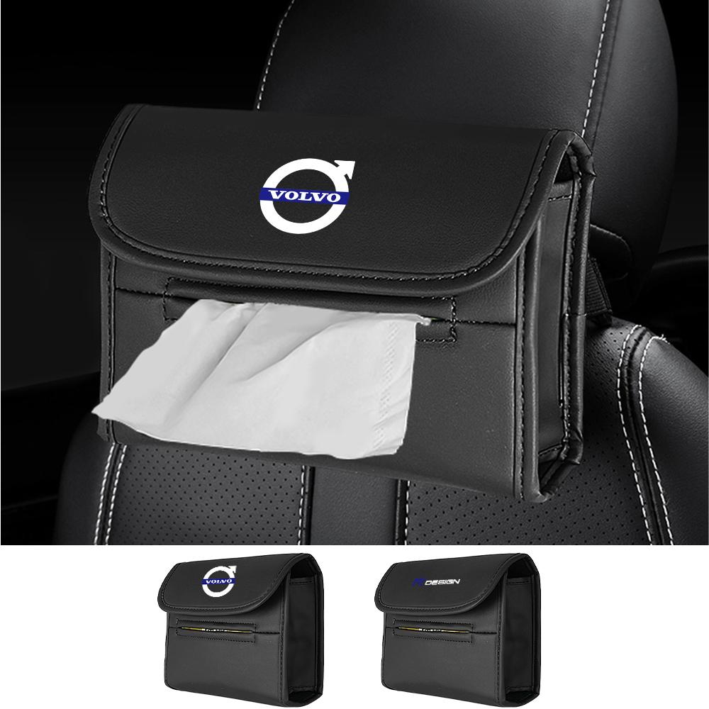 PU-Leder Auto-Taschentuchbox Papiertuchtasche Hängende Aufbewahrung Autozubehör Für Volvo XC90 XC60 V90 D5 S90 S80 S70 T5 T6 V40 V60