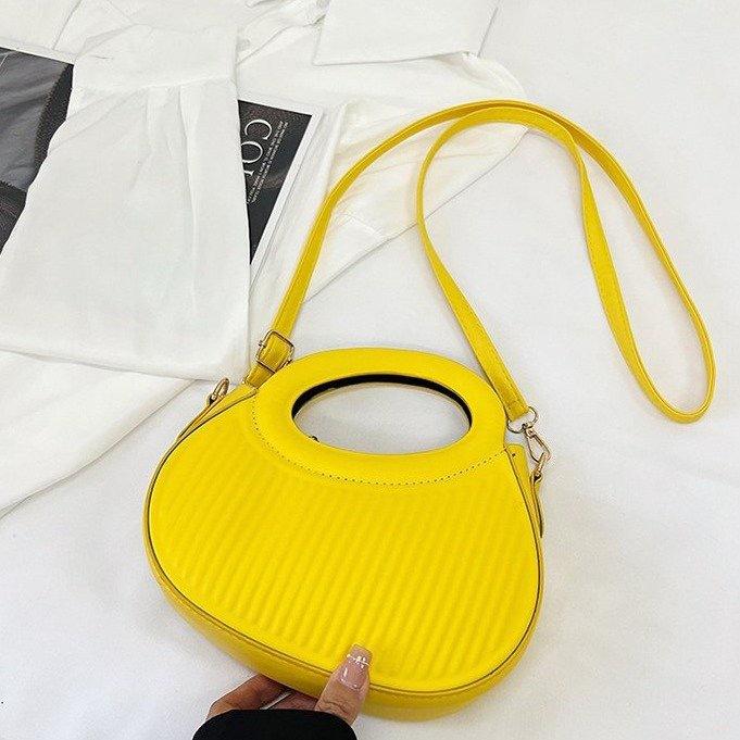 New Bag Autumn and Winter High-end Striped Dopamine Saddle Bag Niche Design Handbag Shoulder Messenger Bag